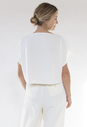 Cropped Rib Boatneck Top