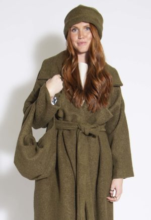 Olive Wool Blend Boucle