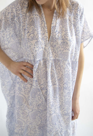 White Blue Floral