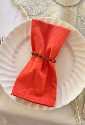 crimson linen and bright poppy linen napkins