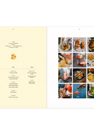 inside spread of menu and summer pictures of the food