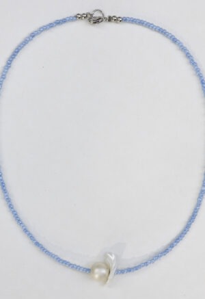 blue pearl and shell necklace