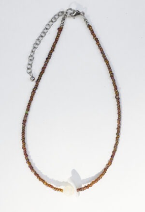 brown and white shell necklace