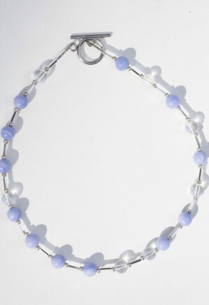 blue and white beaded necklace