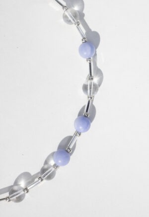 blue and white beaded necklace
