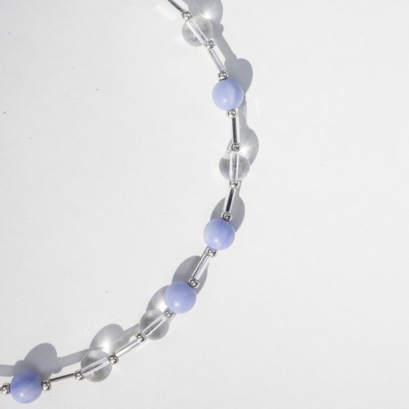 blue and white beaded necklace