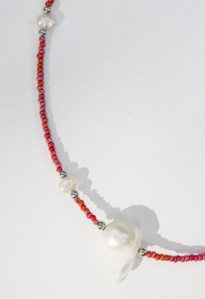 red and pearl necklace