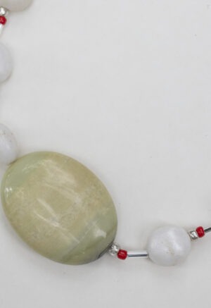 extra long white, red and rock necklace