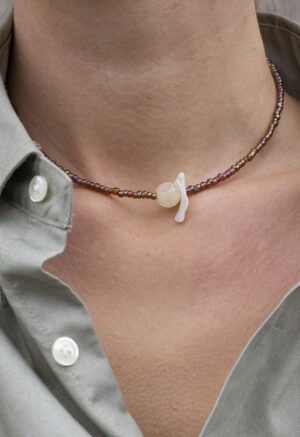 brown and white shell necklace