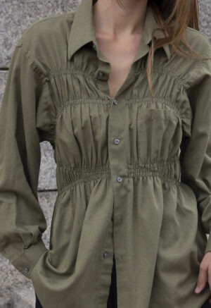 Ruched Button-Up361